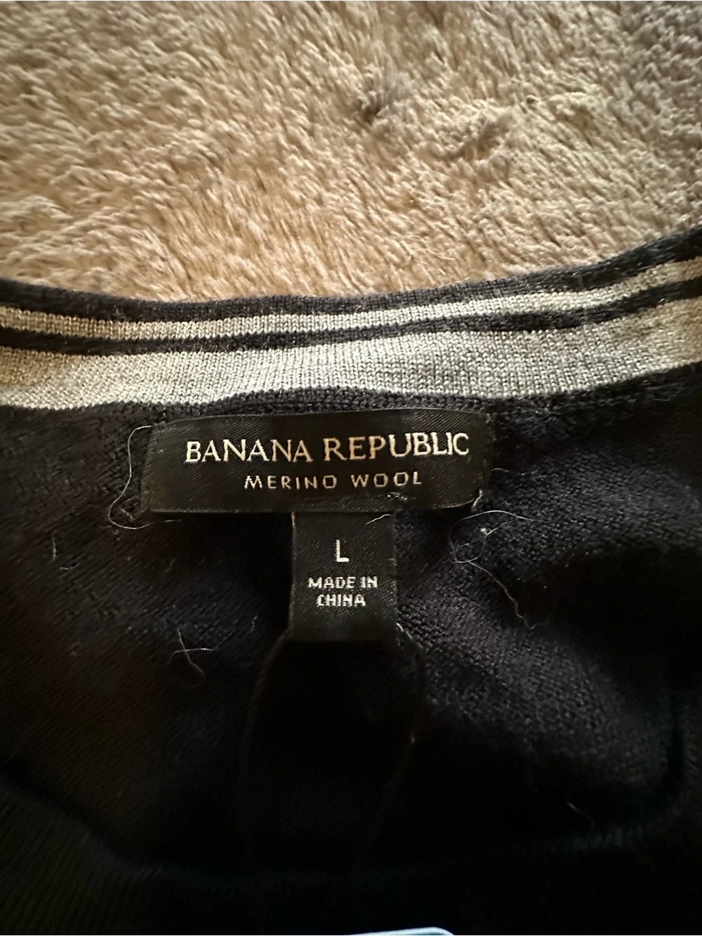 Banana Republic Black Merino Crewneck Sweater